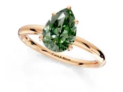 Low-Set Solitaire Engagement Ring Setting for Fancy Green Pear-Shaped Center with Thin Plain Band and Prong Head in Rose Gold