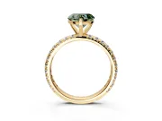 Solitaire Engagement Ring Setting for Fancy Green Heart-Shaped Center with Shared-Prong Accents and Prong Head in Yellow Gold
