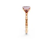Solitaire Engagement Ring Setting for Fancy Pink Asscher Cut Center with Bamboo Band and Prong Head in Rose Gold