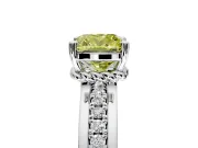 Solitaire Engagement Ring Setting for Fancy Yellow Cushion Cut Center with Raised Channel Band and Prong Head in White Gold
