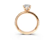 Solitaire Engagement Ring Setting for Cushion Cut Center with XO Engraved Band and Prong Head in Rose Gold
