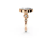 Vintage Station Engagement Ring Setting for Marquise Center with Accents and Prong Head in Rose Gold