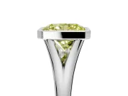 Solitaire Engagement Ring Setting for Fancy Yellow Radiant Cut Center with V Split Shank and Bezel Head in Platinum
