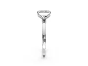 Solitaire Engagement Ring Setting for Radiant Cut Center with Thin Rounded Plain Band and Prong Head in Platinum