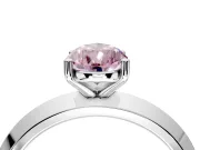 Solitaire Engagement Ring Setting for Fancy Pink Pear-Shaped Center with Wide Knife Ridge Band and Prong Head in Platinum