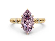 Rope Engagement Ring Setting for Fancy Pink Marquise Center with Accent Shoulders and Prong Head in Yellow Gold