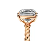 Solitaire Engagement Ring Setting for Asscher Cut Center with Plain Twisted Rope Band and Prong Head in Rose Gold