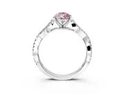 Solitaire Engagement Ring Setting for Fancy Pink Pear-Shaped Center with Twisted Pave Split Shank and Prong Head in Platinum