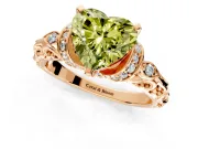 Solitaire Engagement Ring Setting for Fancy Yellow Heart-Shaped Center with Filigree Band and Prong Head in Rose Gold
