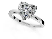 Solitaire Engagement Ring Setting for Heart-Shaped Center with Thin Rounded Plain Band and Prong Head in Platinum