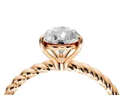 Solitaire Engagement Ring Setting for Pear-Shaped Center with Plain Twisted Rope Band and Prong Head in Rose Gold