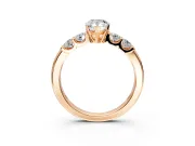 5 Stone Engagement Ring Setting for Pear-Shaped Center with Plain Band and Prong Head in Rose Gold