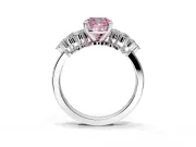 Cluster Engagement Ring Setting for Fancy Pink Cushion Cut Center with 2-Row Shoulder Clusters and Prong Head in Sterling Silver
