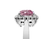 Starburst Halo Engagement Ring Setting for Fancy Pink Cushion Cut Center with Flat Cathedral Band and Prong Head in Sterling Silver
