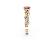 Solitaire Engagement Ring Setting for Fancy Pink Cushion Cut Center with Bar-Station Pave Twist and Prong Head in Yellow Gold