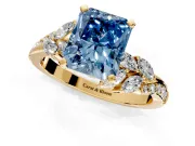 Solitaire Engagement Ring Setting for Fancy Blue Radiant Cut Center with Marquise Accent Twist Band and Prong Head in Yellow Gold