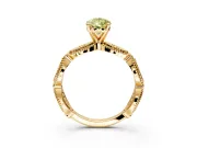 Solitaire Engagement Ring Setting for Fancy Yellow Pear-Shaped Center with Marquise Panel Band and Prong Head in Yellow Gold