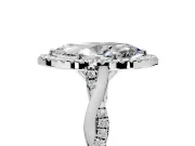 Halo Engagement Ring Setting for Marquise Center with Twist Band and Prong Head in Platinum