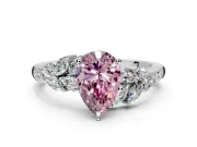 Solitaire Engagement Ring Setting for Fancy Pink Pear-Shaped Center with Marquise Accent Twist Band and Prong Head in Sterling Silver