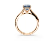 Solitaire Engagement Ring Setting for Fancy Blue Princess Cut Center with Narrow Cathedral Band and Prong Head in Rose Gold