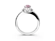 Paired Accent Engagement Ring Setting for Fancy Pink Pear-Shaped Center with Pave Band and Prong Head in Sterling Silver