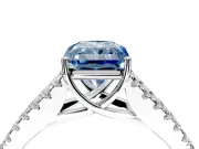 Solitaire Engagement Ring Setting for Fancy Blue Radiant Cut Center with Pave Split Shank and Prong Head in White Gold