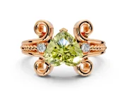Solitaire Engagement Ring Setting for Fancy Yellow Heart-Shaped Center with Twisted Band and Scroll Prong Head in Rose Gold
