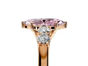 5 Stone Engagement Ring Setting for Fancy Pink Marquise Center with Equal Close-Set Accents and Prong Head in Rose Gold