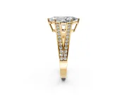 Split Shank Engagement Ring Setting for Marquise Center with Pave Split Shank and Prong Head in Yellow Gold