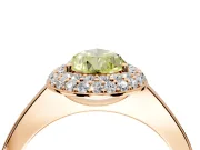 Halo Engagement Ring Setting for Fancy Yellow Pear-Shaped Center with Plain Tapered Band and Prong Head in Rose Gold