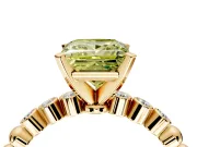 Solitaire Engagement Ring Setting for Fancy Yellow Princess Cut Center with Bezel-Dot Beaded Band and Prong Head in Yellow Gold