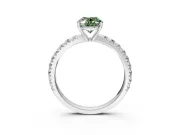 Solitaire Engagement Ring Setting for Fancy Green Oval Center with Large Accent Band and Prong Head in Platinum