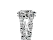 Solitaire Engagement Ring Setting for Oval Center with Pave Split Shank and Prong Head in Platinum