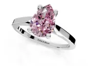 Solitaire Engagement Ring Setting for Fancy Pink Pear-Shaped Center with Tapered Shoulders and Prong Head in Sterling Silver