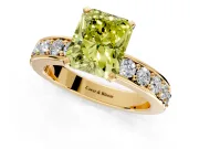 Solitaire Engagement Ring Setting for Fancy Yellow Radiant Cut Center with Channel-Set Accents and Prong Head in Yellow Gold
