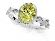 Vintage Station Engagement Ring Setting for Fancy Yellow Oval Center with Accents and Prong Head in Platinum