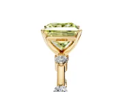 Solitaire Engagement Ring Setting for Fancy Yellow Princess Cut Center with Bezel Station Band and Prong Head in Yellow Gold