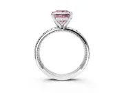 Solitaire Engagement Ring Setting for Fancy Pink Princess Cut Center with Milgrain X Pattern Band and Prong Head in Sterling Silver