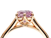 Solitaire Engagement Ring Setting for Fancy Pink Cushion Cut Center with Cathedral Band and Prong Head in Rose Gold
