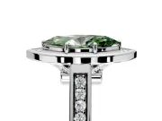 Halo Engagement Ring Setting for Fancy Green Marquise Center with Outer Bezel Rim, Pave Band and Prong Head in Platinum