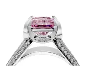 Solitaire Engagement Ring Setting for Fancy Pink Radiant Cut Center with Accented Split Shank and Prong Head in Platinum