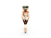Solitaire Engagement Ring Setting for Fancy Green Cushion Cut Center with Criss-Cross Accent Band and Prong Head in Rose Gold