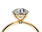 Solitaire Engagement Ring Setting for Round Cut Center with Straight Thin Band and Prong Head in Yellow Gold