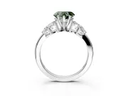 Leaf Cluster Engagement Ring Setting for Fancy Green Heart-Shaped Center with Marquise Accents and Prong Head in Platinum
