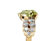 Cluster Engagement Ring Setting for Fancy Yellow Heart-Shaped Center with 2-Row Shoulder Clusters and Prong Head in Yellow Gold