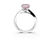 Solitaire Engagement Ring Setting for Fancy Pink Asscher Cut Center with Princess Cut Channel Band and Prong Head in White Gold