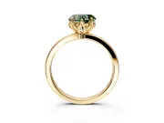 Solitaire Engagement Ring Setting for Fancy Green Heart-Shaped Center with Thin Rounded Plain Band and Prong Head in Yellow Gold