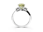 3 Stone Engagement Ring Setting for Fancy Yellow Princess Cut Center with Round Cut Side Accents and Prong Head in White Gold