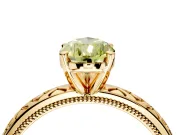 Solitaire Engagement Ring Setting for Fancy Yellow Pear-Shaped Center with Milgrain X Pattern Band and Prong Head in Yellow Gold