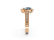 Milgrain Halo Engagement Ring Setting for Fancy Blue Oval Center with Pave Band and Prong Head in Rose Gold
